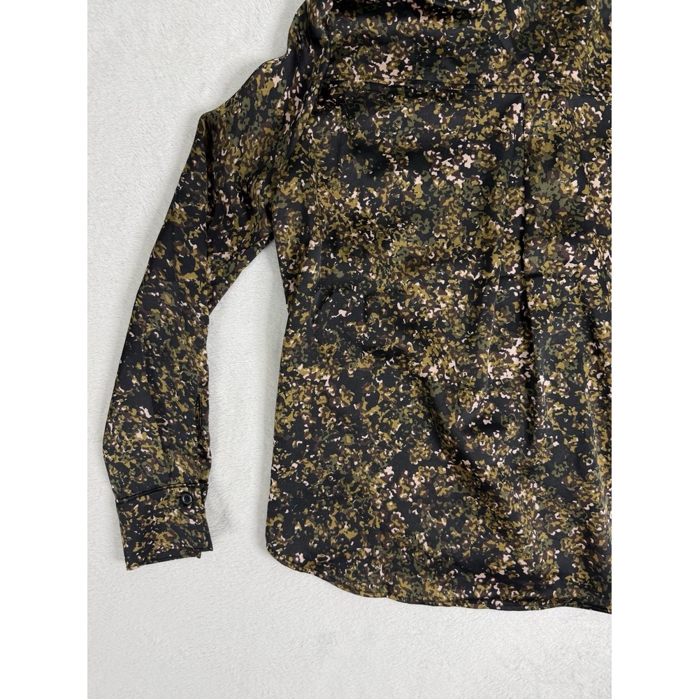 Evereve Sasha Satin Abstract Print Button Up Shirt Work Blouse Date Night Top S - Picture 11 of 14